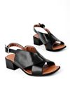 Nagite Kadın Çift Renk Çapraz Detaylı Topuklu Ayakkabı-siyah