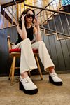 Boris Kadın Hakiki Deri Toka Detaylı Önü Kapalı Topuklu Ayakkabı-beyaz